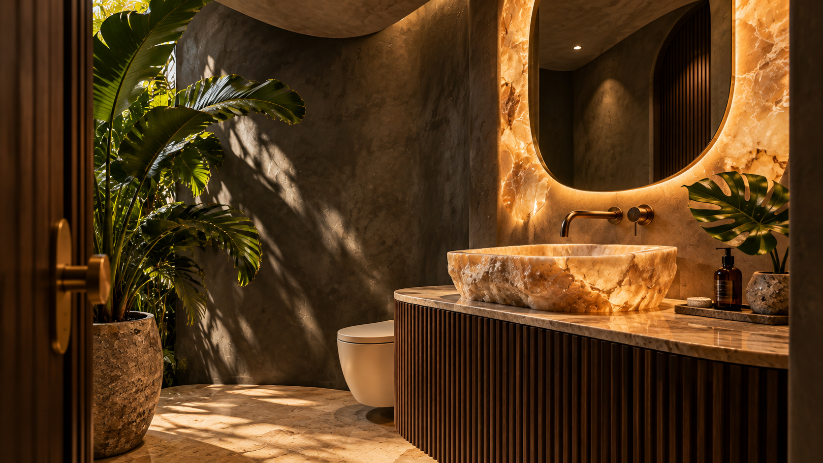 Warm powder room design inspiration