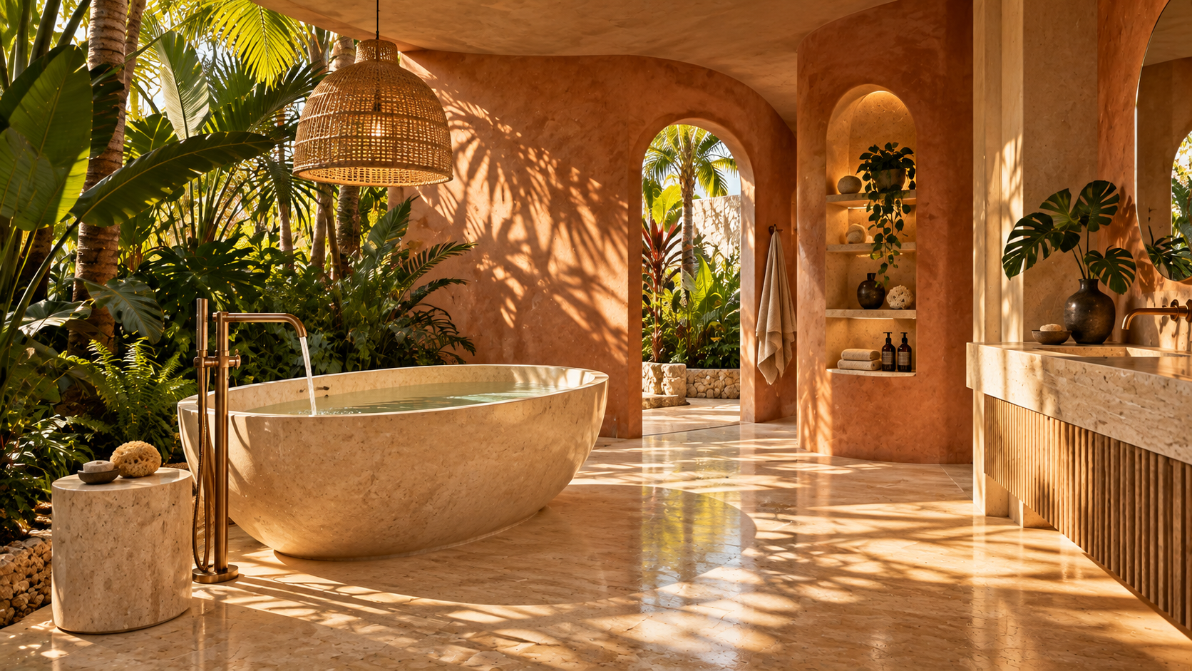 Terracotta garden bathroom inspiration